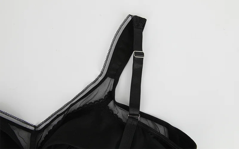Sujetador de encaje sexy de talla grande para mujer, lencería de tul con tirantes anchos, faja moldeadora, push-up, bralette inalámbrico transpirable con copas ultrafinas