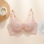 Sujetador push-up sin aros para mujeres con busto pequeño, con relleno de 5 cm, copas con encaje floral, bralette de talla grande con cobertura lateral y efecto lifting. - Imagen 5