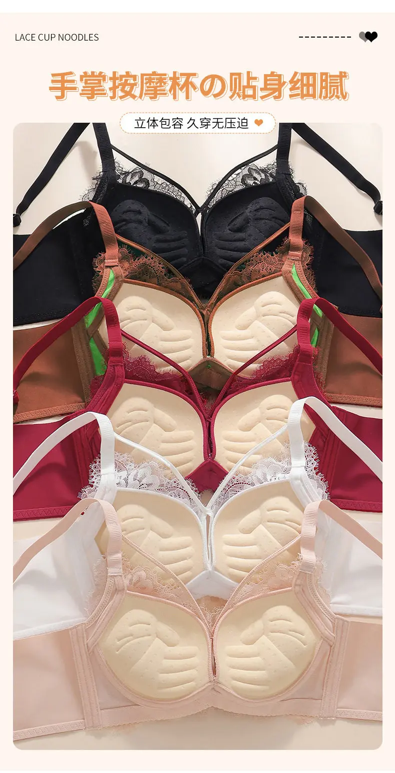 Sujetador push-up sin aros para mujeres con busto pequeño, con relleno de 5 cm, copas con encaje floral, bralette de talla grande con cobertura lateral y efecto lifting. Sujetador push-up sin aros para mujeres con busto pequeño, con relleno de 5 cm, copas con encaje floral, bralette de talla grande con cobertura lateral y efecto lifting.