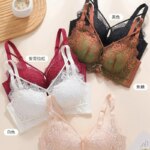 Sujetador push-up sin aros para mujeres con busto pequeño, con relleno de 5 cm, copas con encaje floral, bralette de talla grande con cobertura lateral y efecto lifting. - Imagen 6