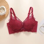 Sujetador push-up sin aros para mujeres con busto pequeño, con relleno de 5 cm, copas con encaje floral, bralette de talla grande con cobertura lateral y efecto lifting. - Imagen 2