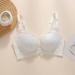 Sujetador push-up sin aros para mujeres con busto pequeño, con relleno de 5 cm, copas con encaje floral, bralette de talla grande con cobertura lateral y efecto lifting. - Imagen 4