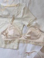 Sujetador de satén con encaje fino para mujer, sin aros, con diseño de espalda hermosa, tirantes dobles fijos, copa en V y do... - Imagen 2