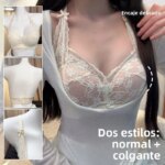 Sujetador de encaje de verano para mujer, para pecho pequeño, con efecto push-up, sin aros, antideslizante, con soporte later... - Imagen 2