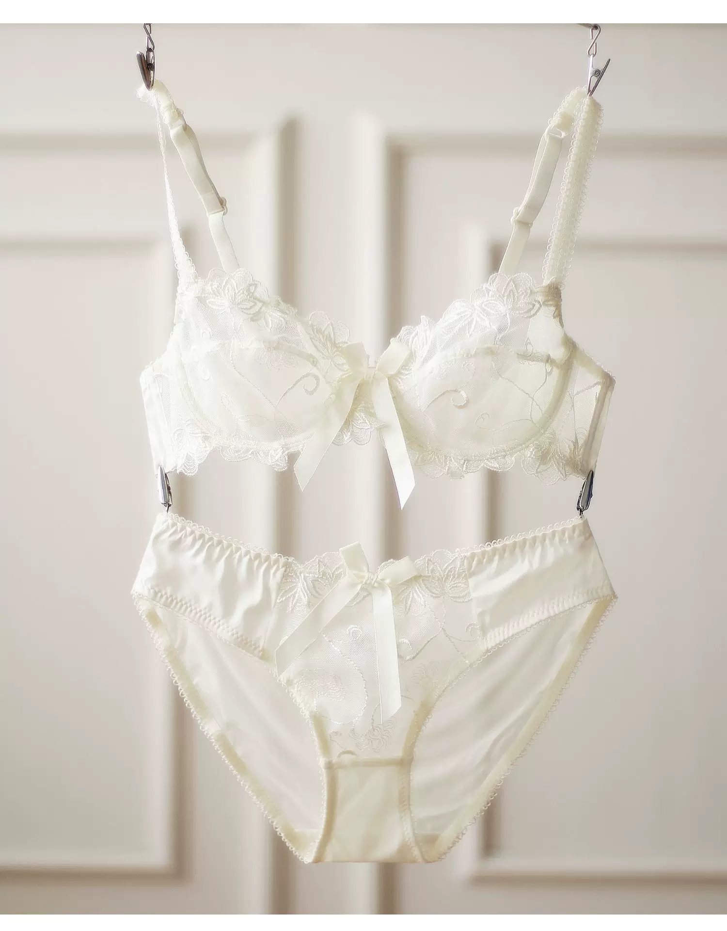 Conjuntos de sujetador y bragas transparentes de encaje Sexy ultrafino para mujer, talla grande