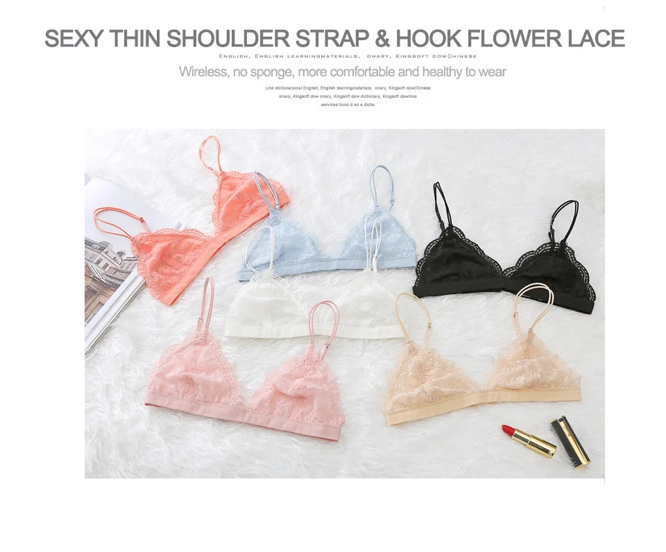 Sujetador de encaje Floral fino para mujer, Bralette de hilo libre, ropa interior cómoda y ajustada, Sujetador de encaje, lencería de copa pequeña para niña, nuevo