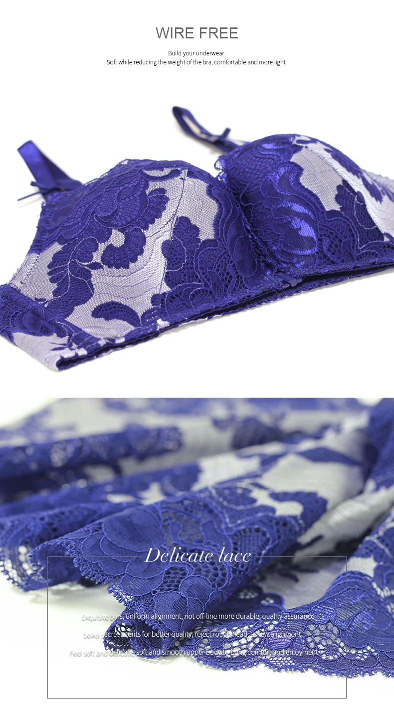 PAERLAN-Sujetador Floral de encaje con cierre frontal sin aros, ropa interior Sexy de una pieza con realce de pecho pequeño, sin costuras