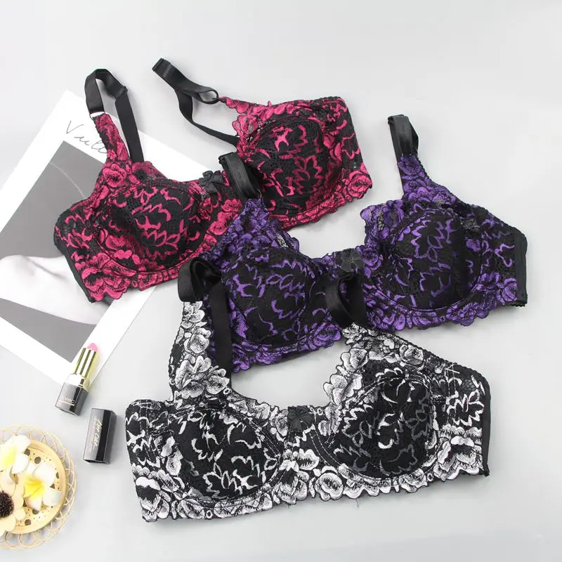 DaiNaFang-sujetadores bordados de encaje para mujer, ropa interior push-up, Bralette ajustado grande BH, lencería de talla grande