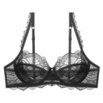 Sujetador de encaje sexy francés con aros, minimizador, tallas grandes, copas ultrafinas, ropa interior transpirable para mujer 70 75 80 85 B C D E