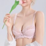 Sujetador de encaje sexy francés con aros, minimizador, tallas grandes, copas ultrafinas, ropa interior transpirable para mujer 70 75 80 85 B C D E - Imagen 3