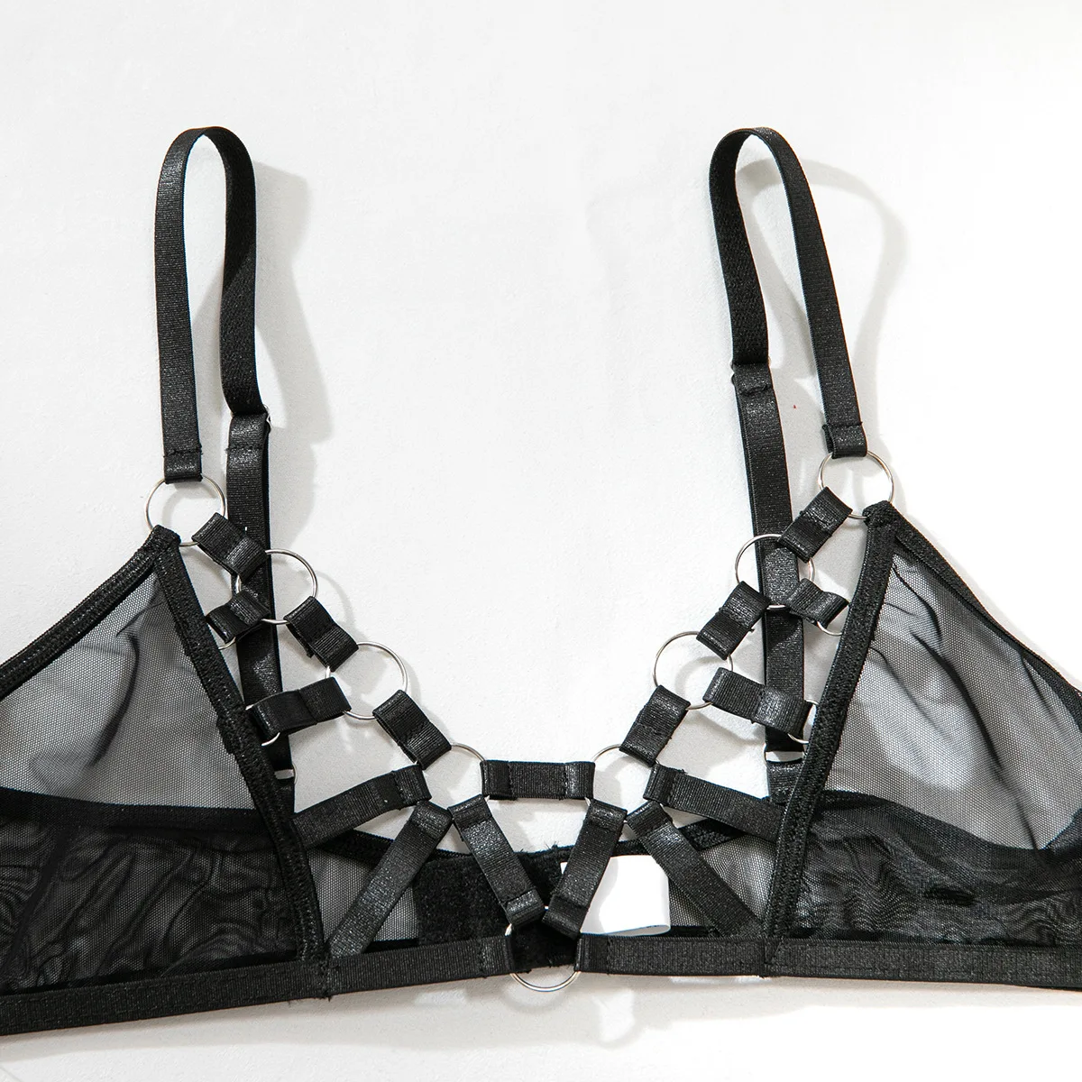 Conjunto de ropa interior de malla calada SINGREINY para mujer, sujetador y bragas transparentes, faja moldeadora sexy, lencería erótica para chicas, conjunto de tres piezas.