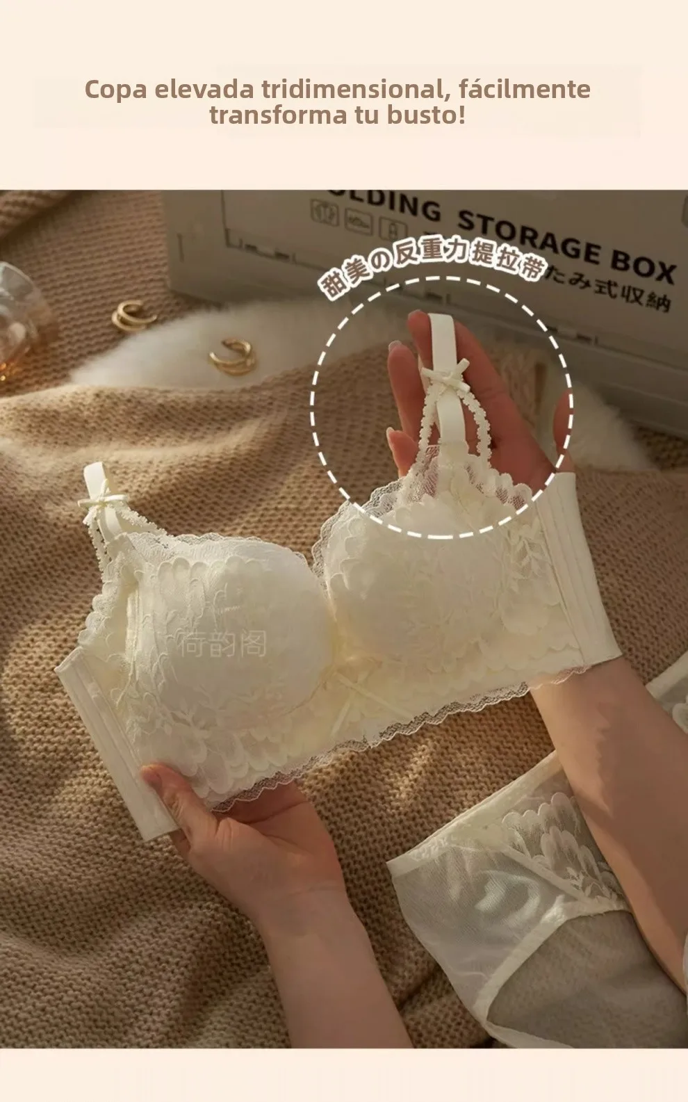 Conjunto de sujetador de encaje ajustable para mujer, con efecto push-up para pecho pequeño, sin aros, antideslizante, sexy, ... Conjunto de sujetador de encaje ajustable para mujer, con efecto push-up para pecho pequeño, sin aros, antideslizante, sexy, ...