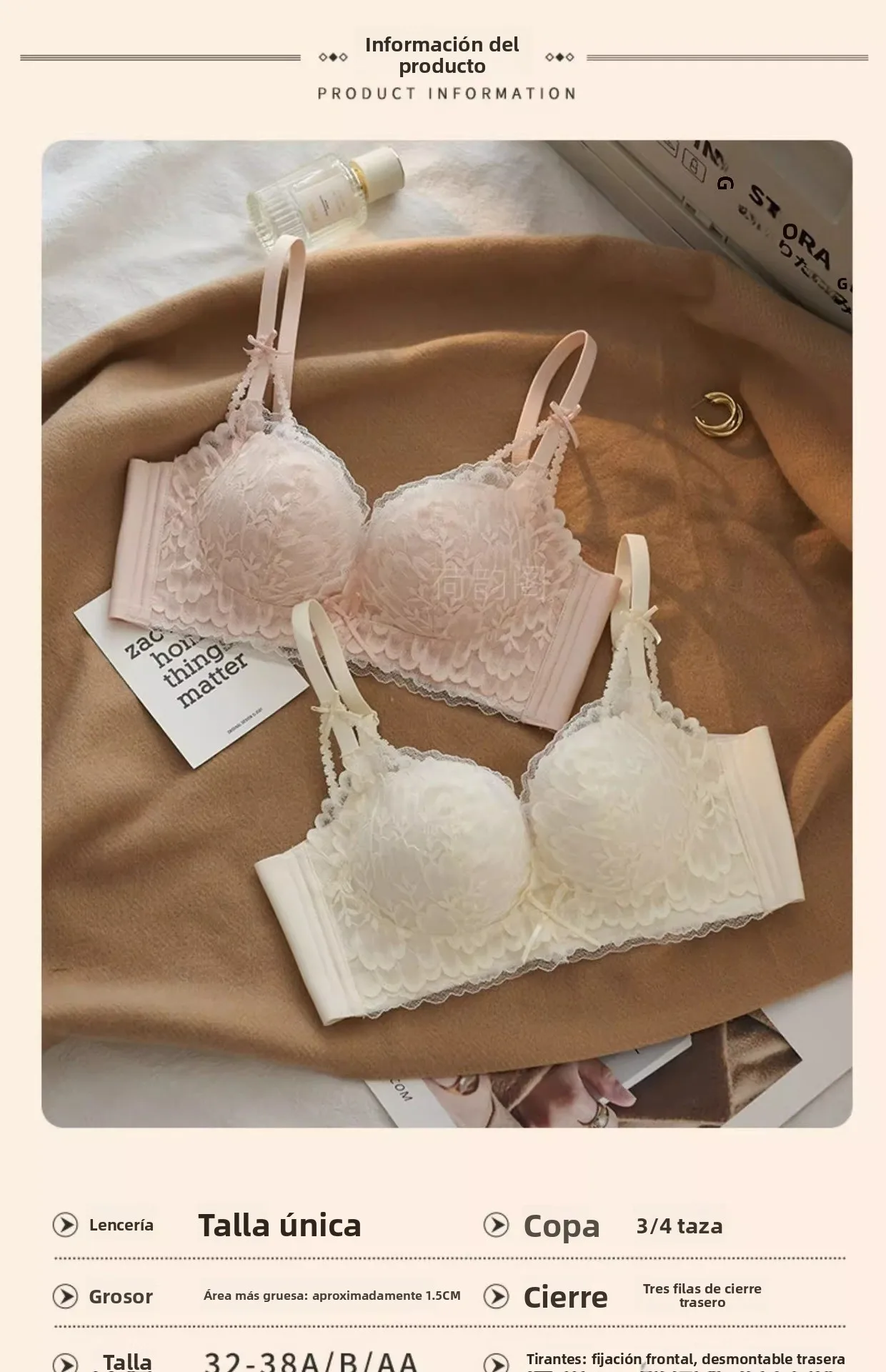 Conjunto de sujetador de encaje ajustable para mujer, con efecto push-up para pecho pequeño, sin aros, antideslizante, sexy, ... Conjunto de sujetador de encaje ajustable para mujer, con efecto push-up para pecho pequeño, sin aros, antideslizante, sexy, ...