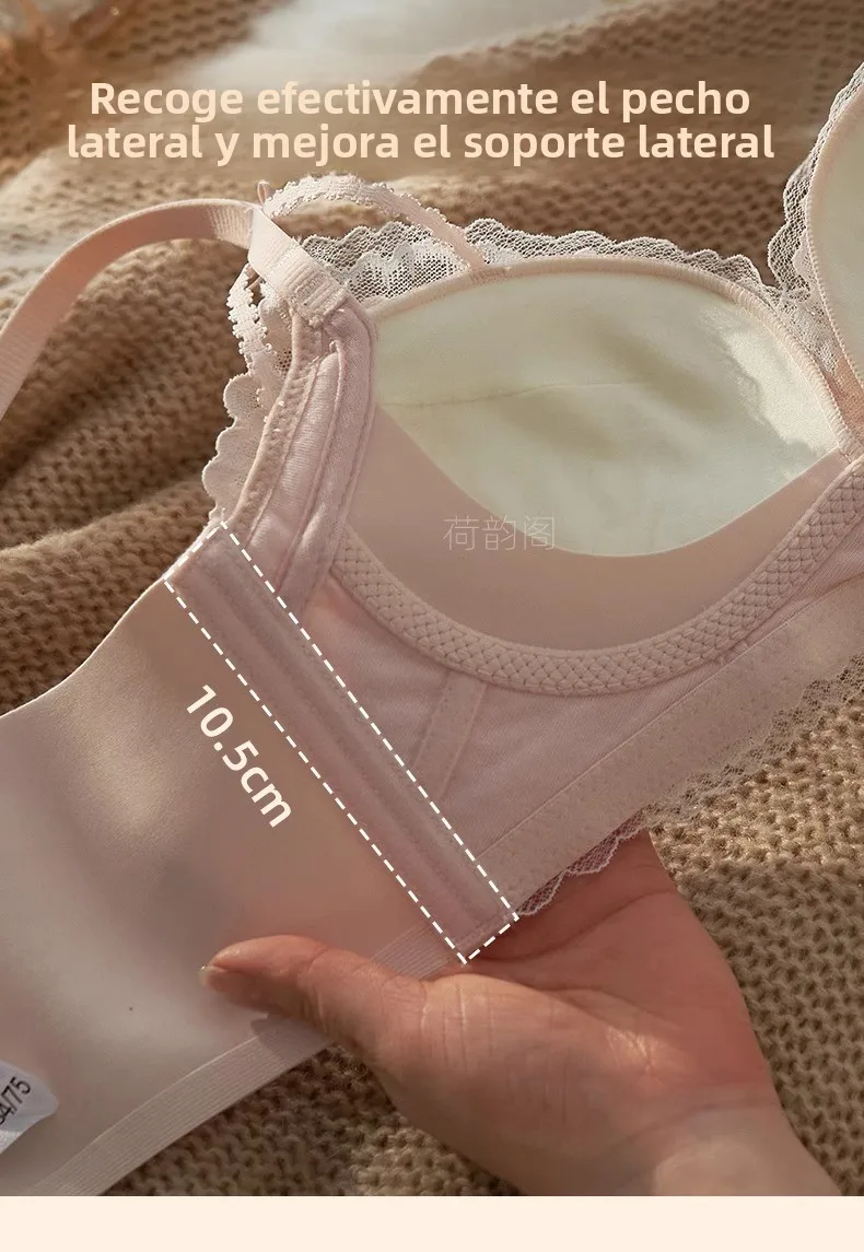 Conjunto de sujetador de encaje ajustable para mujer, con efecto push-up para pecho pequeño, sin aros, antideslizante, sexy, ... Conjunto de sujetador de encaje ajustable para mujer, con efecto push-up para pecho pequeño, sin aros, antideslizante, sexy, ...