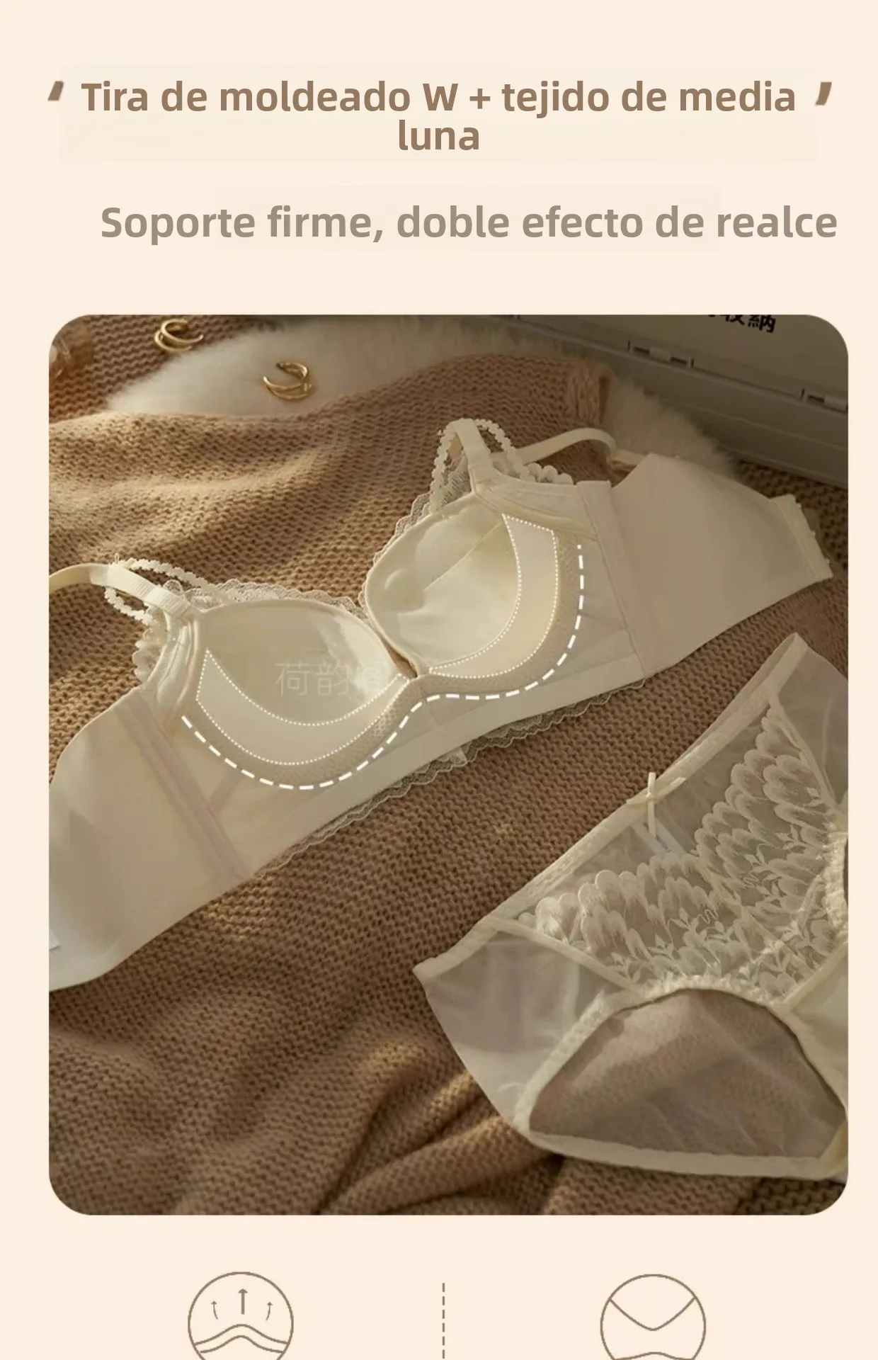 Conjunto de sujetador de encaje ajustable para mujer, con efecto push-up para pecho pequeño, sin aros, antideslizante, sexy, ... Conjunto de sujetador de encaje ajustable para mujer, con efecto push-up para pecho pequeño, sin aros, antideslizante, sexy, ...