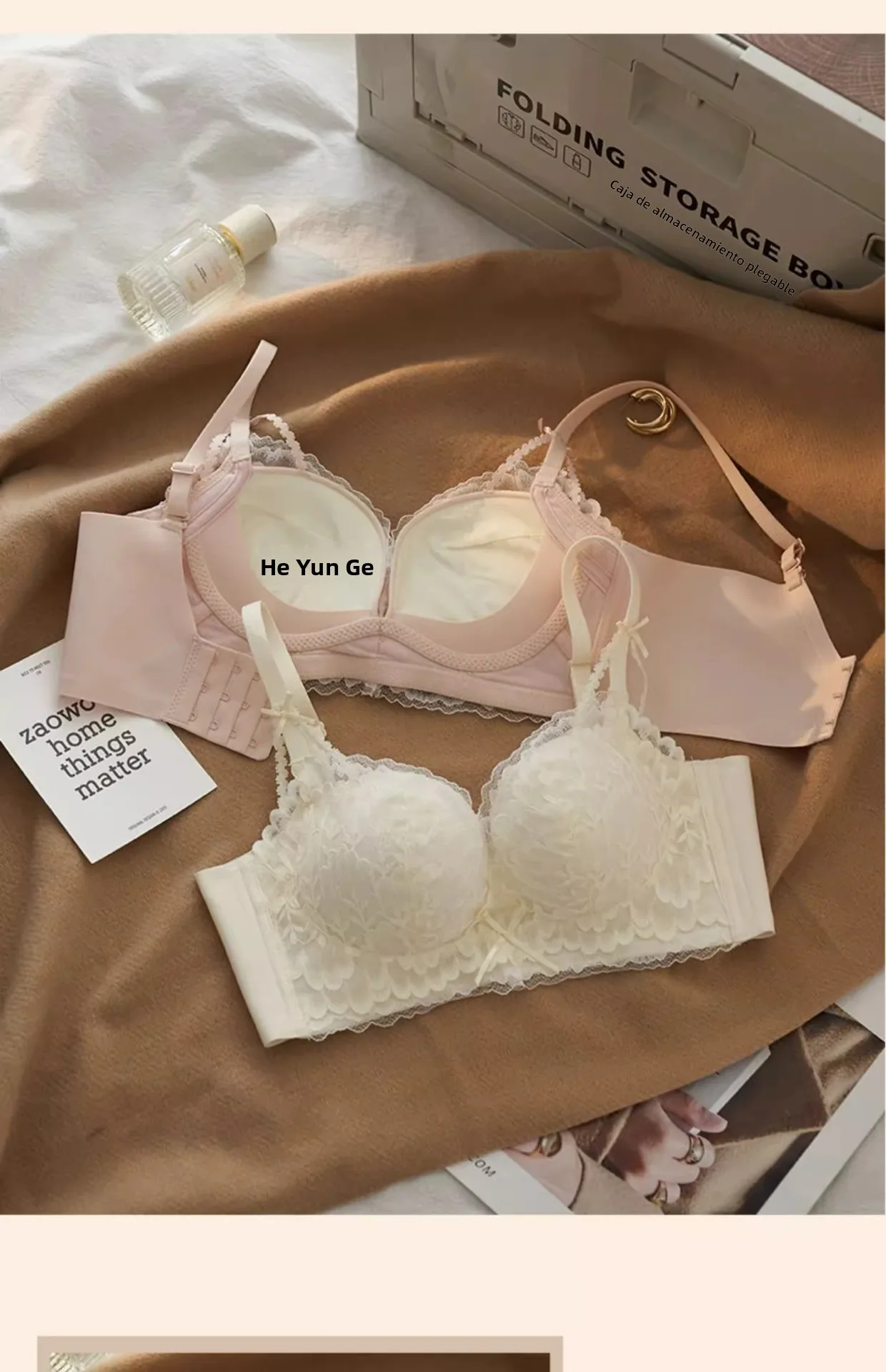 Conjunto de sujetador de encaje ajustable para mujer, con efecto push-up para pecho pequeño, sin aros, antideslizante, sexy, ... Conjunto de sujetador de encaje ajustable para mujer, con efecto push-up para pecho pequeño, sin aros, antideslizante, sexy, ...