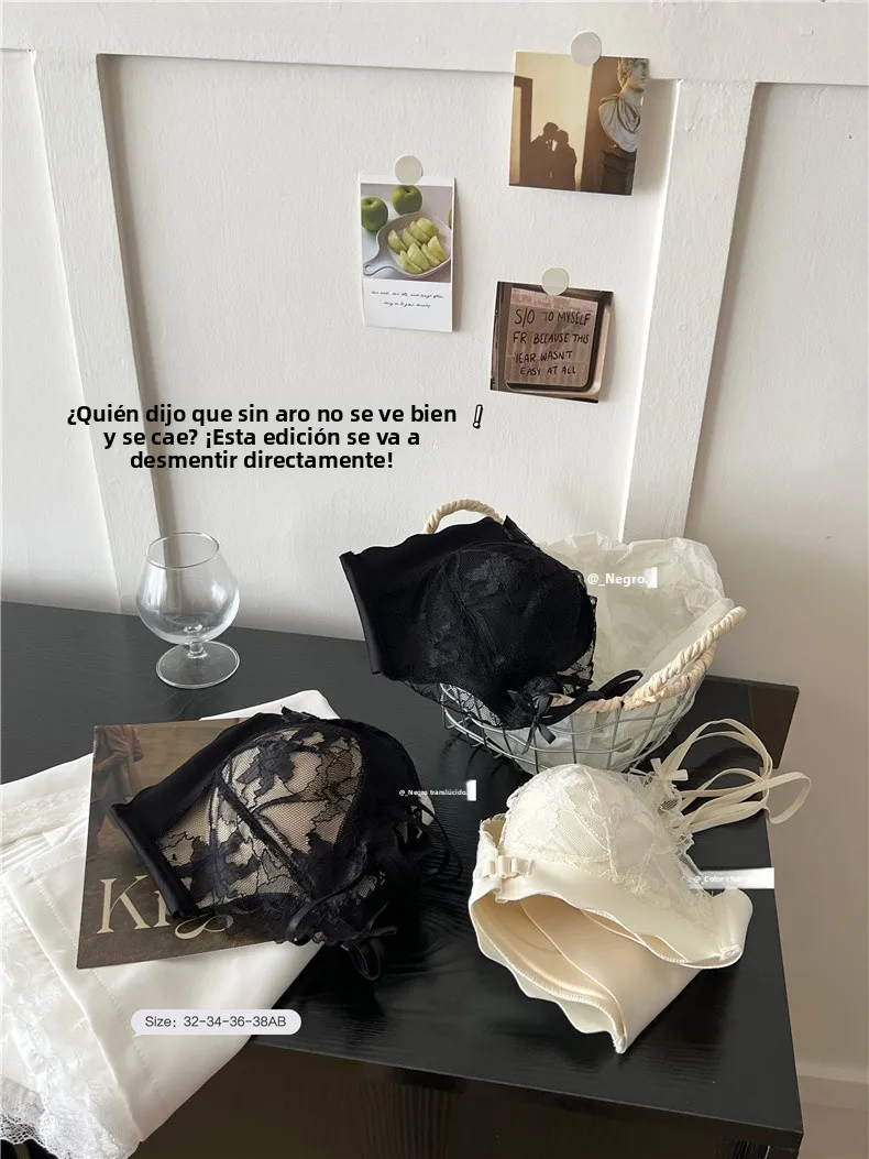 Sujetador de encaje sexy para mujer, estilo chaleco, con espalda cruzada, engrosado y fruncido, talla grande, que previene la... Sujetador de encaje sexy para mujer, estilo chaleco, con espalda cruzada, engrosado y fruncido, talla grande, que previene la...