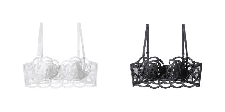 CINOON-Sujetador transparente francés de encaje para mujer, ropa interior Sexy de tentación, lencería ultrafina de realce, Bralette ahuecado