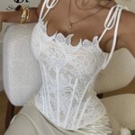 Corset para mujer con bordado y tirantes