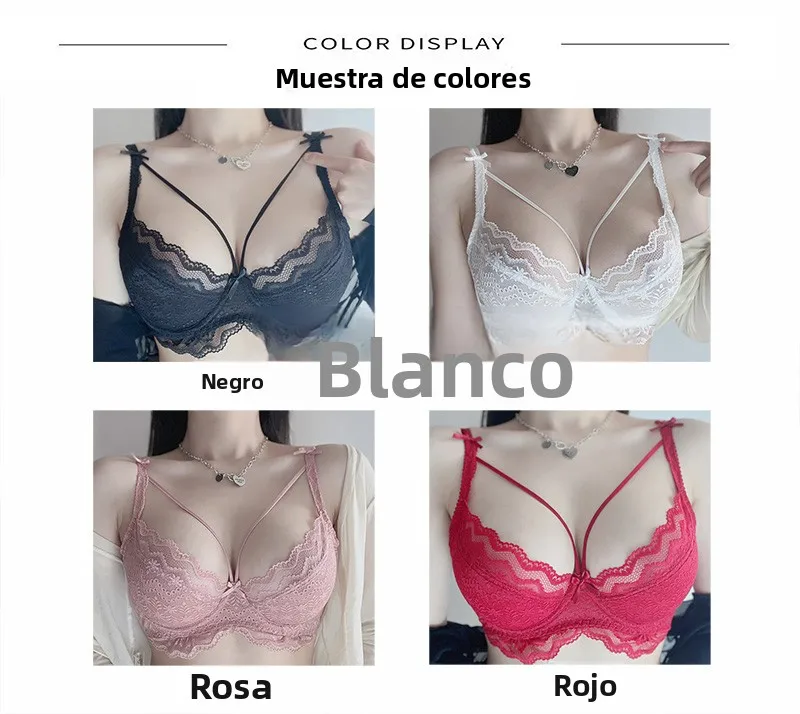 Conjunto de lencería sexy de encaje de talla grande, diseño transparente cruzado, sujetador ultrafino con efecto push-up para...