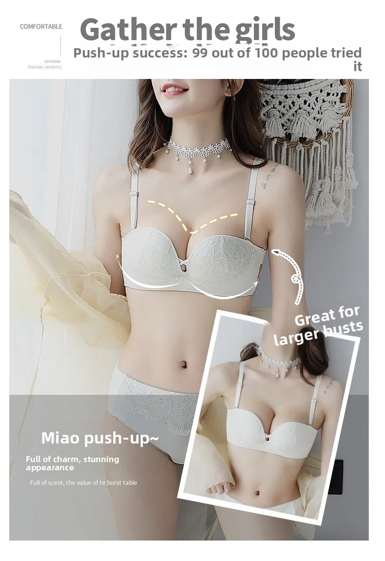 Bralette de encaje sin tirantes para mujer, para busto pequeño, sin tirantes, diseño en forma de U, con aros de acero con mem... Bralette de encaje sin tirantes para mujer, para busto pequeño, sin tirantes, diseño en forma de U, con aros de acero con mem...