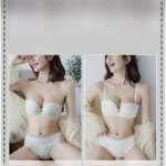 Bralette de encaje sin tirantes para mujer, para busto pequeño, sin tirantes, diseño en forma de U, con aros de acero con mem... - Imagen 4