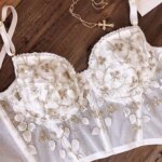 Miyayan-ropa interior bordada con tirantes franceses para mujer, sujetador de tentación cómodo, sujetador interior de encaje de flores, de alta gama, Sexy - Imagen 4