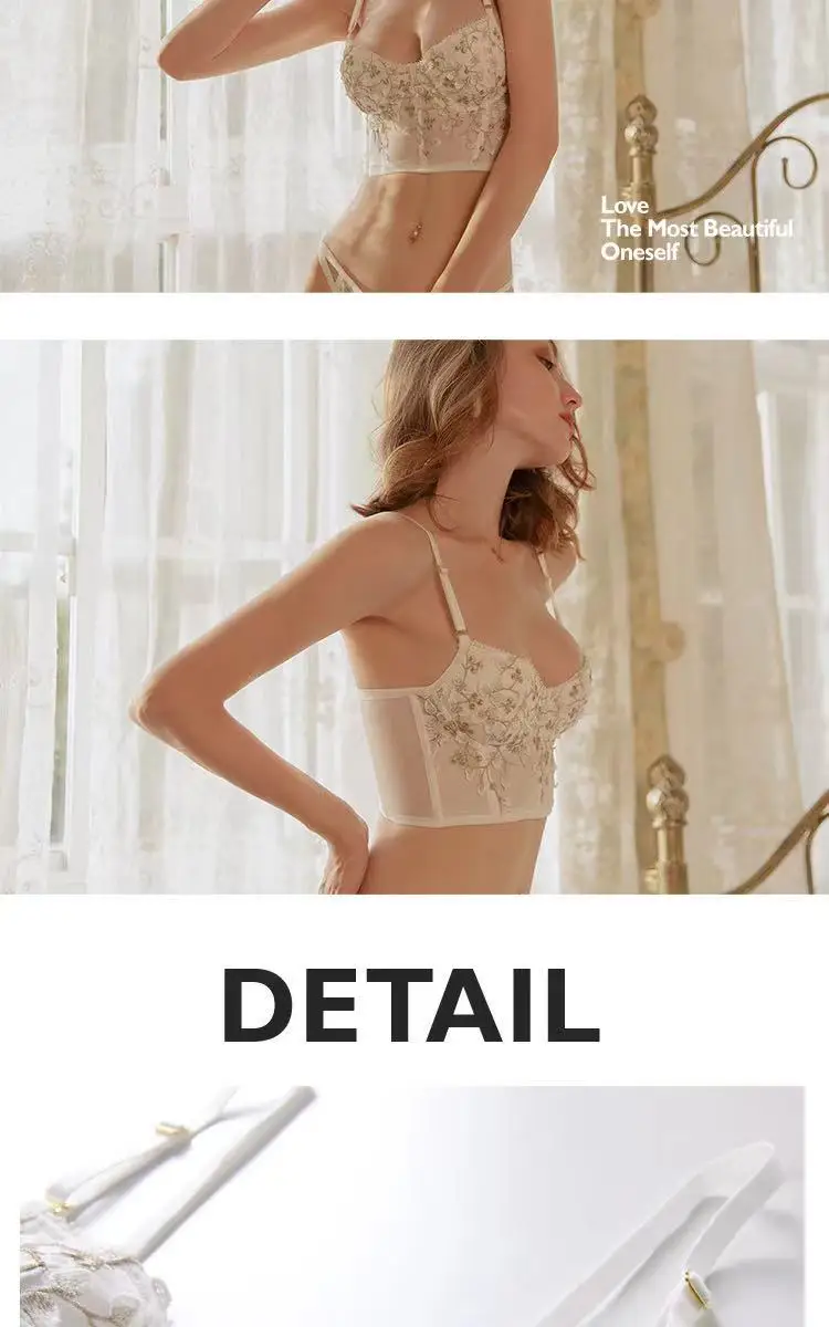 Miyayan-ropa interior bordada con tirantes franceses para mujer, sujetador de tentación cómodo, sujetador interior de encaje de flores, de alta gama, Sexy