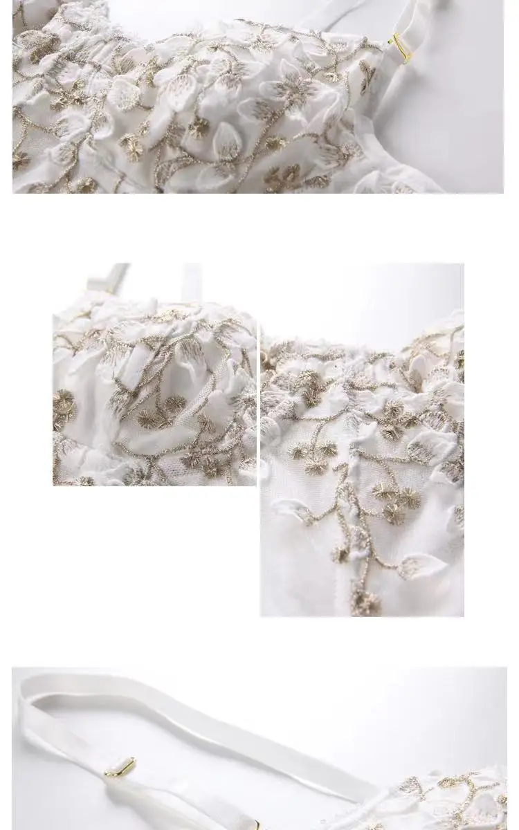 Miyayan-ropa interior bordada con tirantes franceses para mujer, sujetador de tentación cómodo, sujetador interior de encaje de flores, de alta gama, Sexy