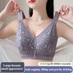 Ropa interior Sexy de talla grande 120EFG para mujer, ropa interior ultrafina y transpirable con copa completa de encaje y flores, antihundimiento por gravedad