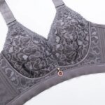 Ropa interior Sexy de talla grande 120EFG para mujer, ropa interior ultrafina y transpirable con copa completa de encaje y flores, antihundimiento por gravedad - Imagen 3