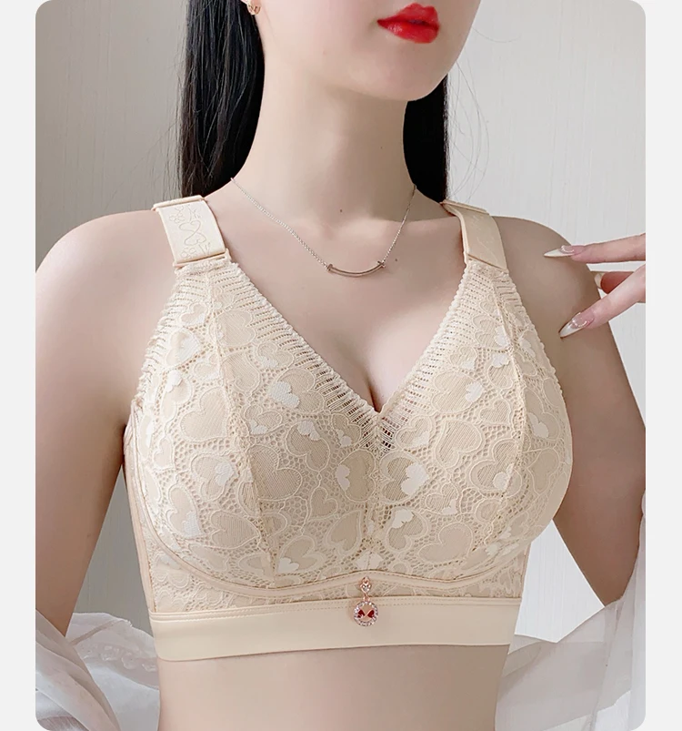 Ropa interior Sexy de talla grande 120EFG para mujer, ropa interior ultrafina y transpirable con copa completa de encaje y flores, antihundimiento por gravedad