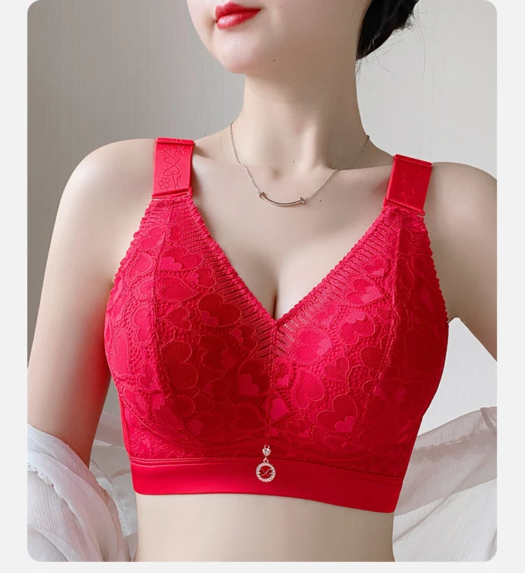 Ropa interior Sexy de talla grande 120EFG para mujer, ropa interior ultrafina y transpirable con copa completa de encaje y flores, antihundimiento por gravedad