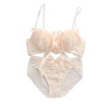 Conjunto de sujetador inalámbrico de encaje estilo dulce para mujer, ropa interior fruncida, suave y linda, sexy, de puro des... - Imagen 5