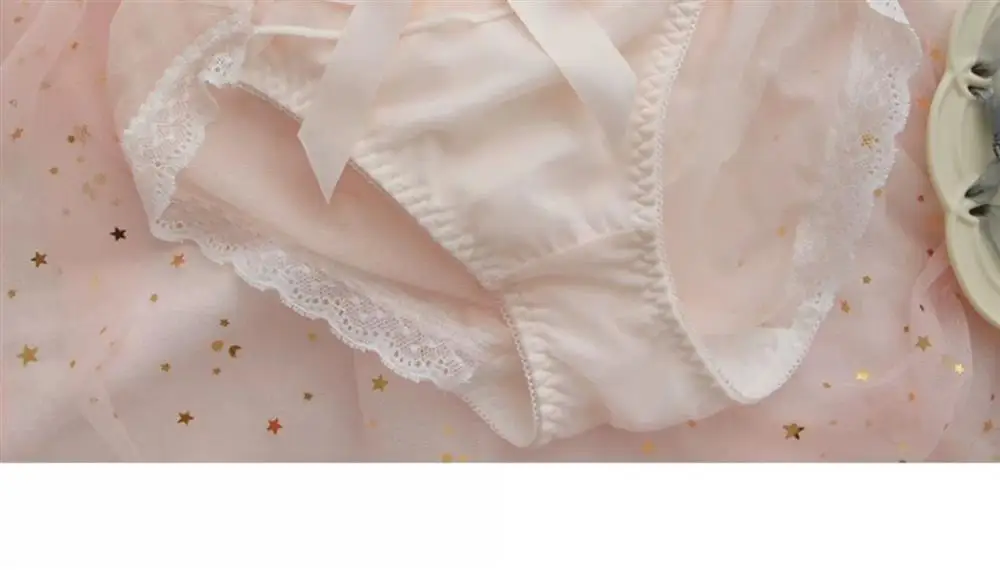 Conjunto de sujetador inalámbrico de encaje estilo dulce para mujer, ropa interior fruncida, suave y linda, sexy, de puro des...