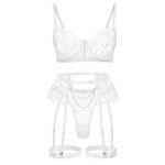 Conjunto de sujetador sexy con bordado floral, diseño elegante en forma de U para pechos caídos, colección de otoño, fabrican... - Imagen 3