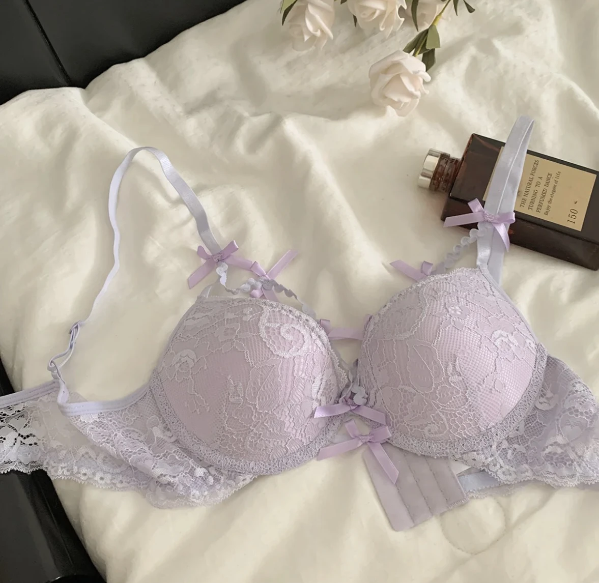 YUQI nuevo conjunto de sujetador de encaje inalámbrico para mujer Push Up, pecho pequeño antiflacidez estilo Sexy y puro ajuste cómodo sin arosYouthfu