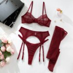 Conjunto de lencería de 4 piezas para mujer de poliéster - Imagen 6