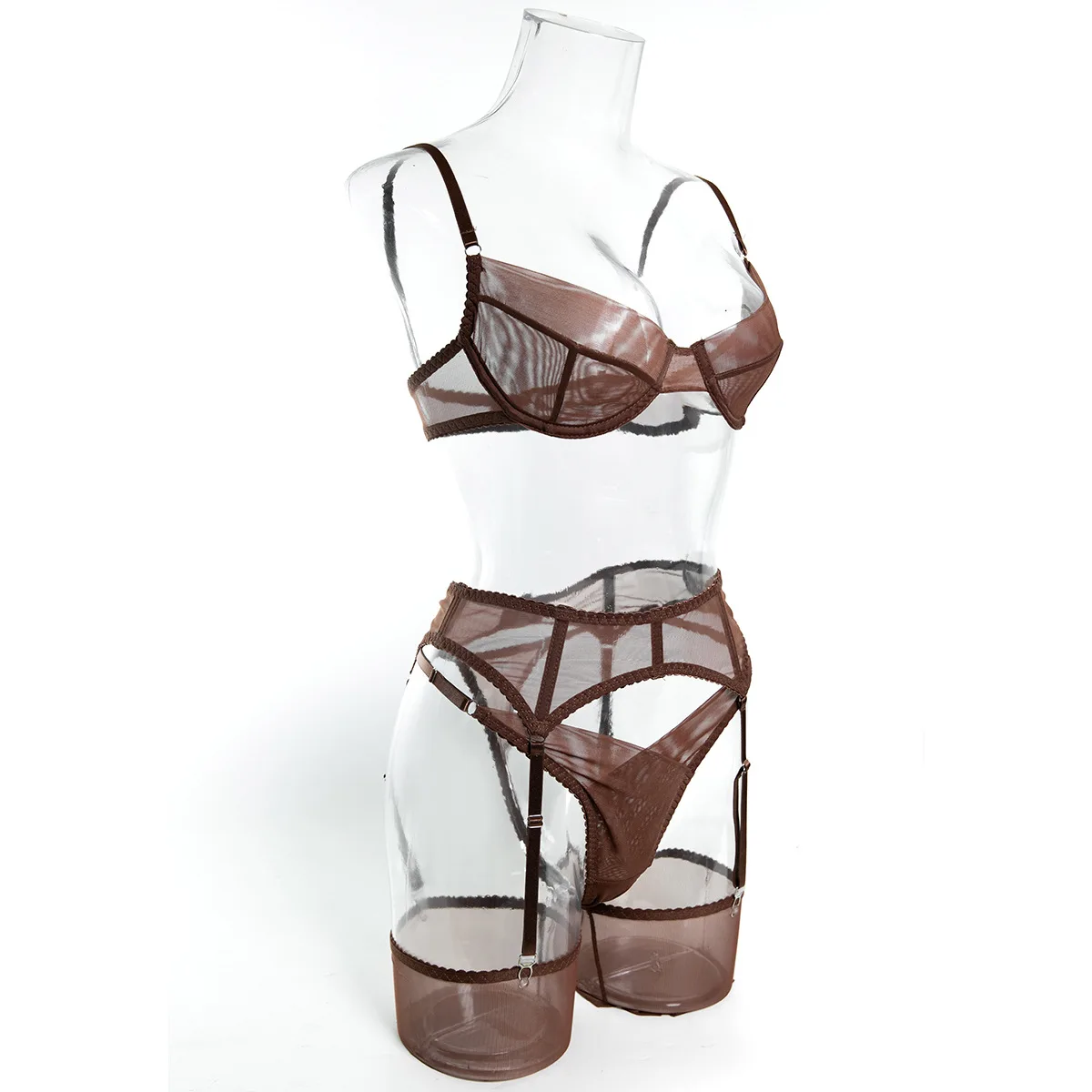 Conjunto de lencería de 4 piezas para mujer de poliéster