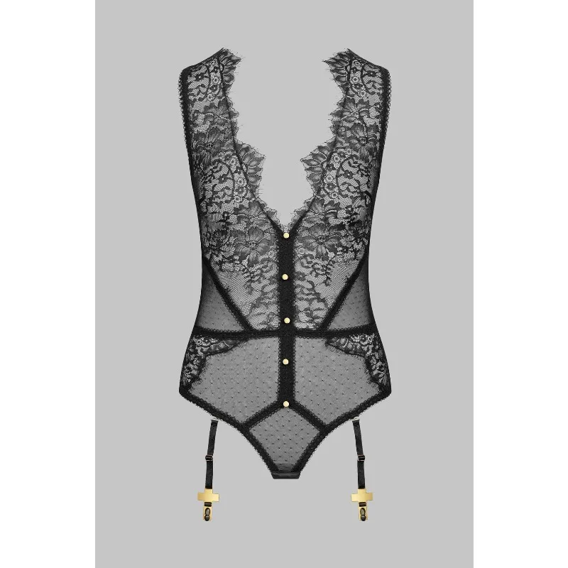 Conjunto de lencería de 3 piezas para mujer con encaje