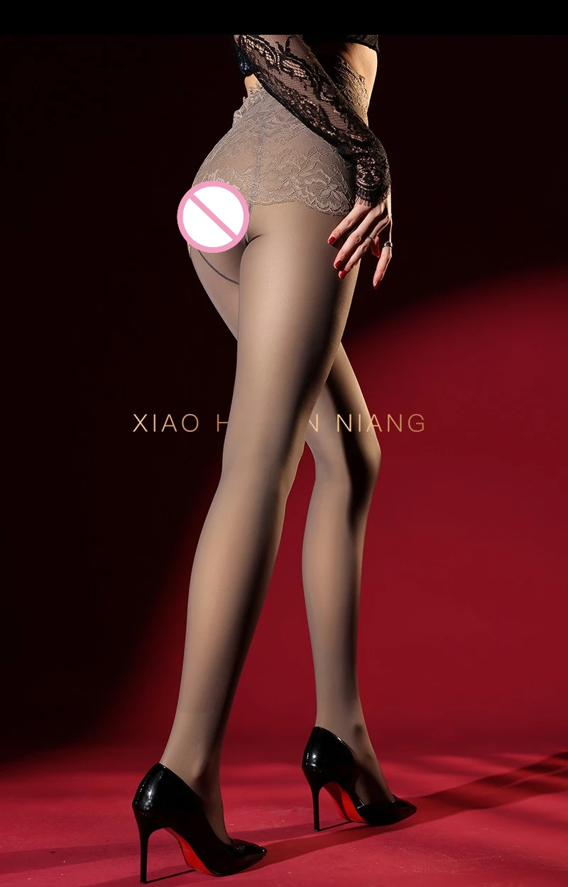 Pantimedias Eróticas con Abertura en la Entrepierna para Hombres y Mujeres, Lencería, Sissy, Gay, Fetiche, Medias de Terciopelo Sedoso, Leggings Sexys de Encaje, Térmicas