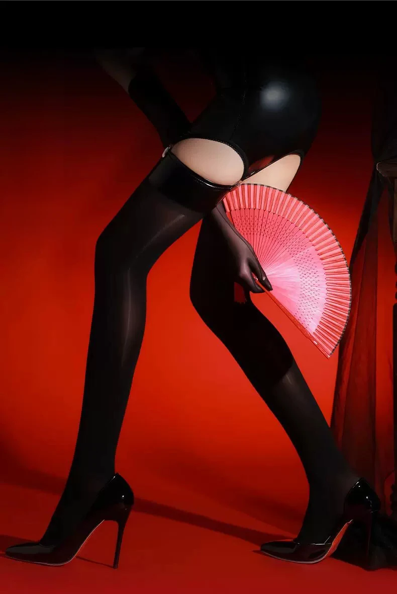 Medias largas sexys con brillo aceitoso para mujer, minifalda con clip para liguero, calcetines de tubo alto que realzan los ...