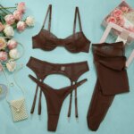Conjunto de lencería de 4 piezas para mujer de poliéster - Imagen 6
