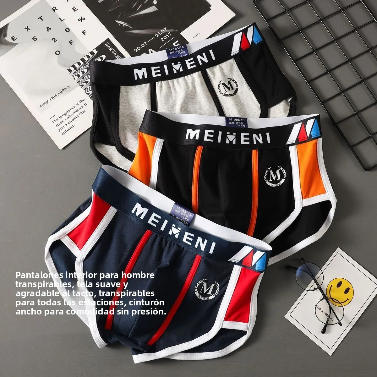 Nuevos Calzoncillos de Algodón para Hombre, Modernos, de Cintura Media, Tipo Bóxer, para Jóvenes Estudiantes, Cómodos y Trans... Nuevos Calzoncillos de Algodón para Hombre, Modernos, de Cintura Media, Tipo Bóxer, para Jóvenes Estudiantes, Cómodos y Trans...