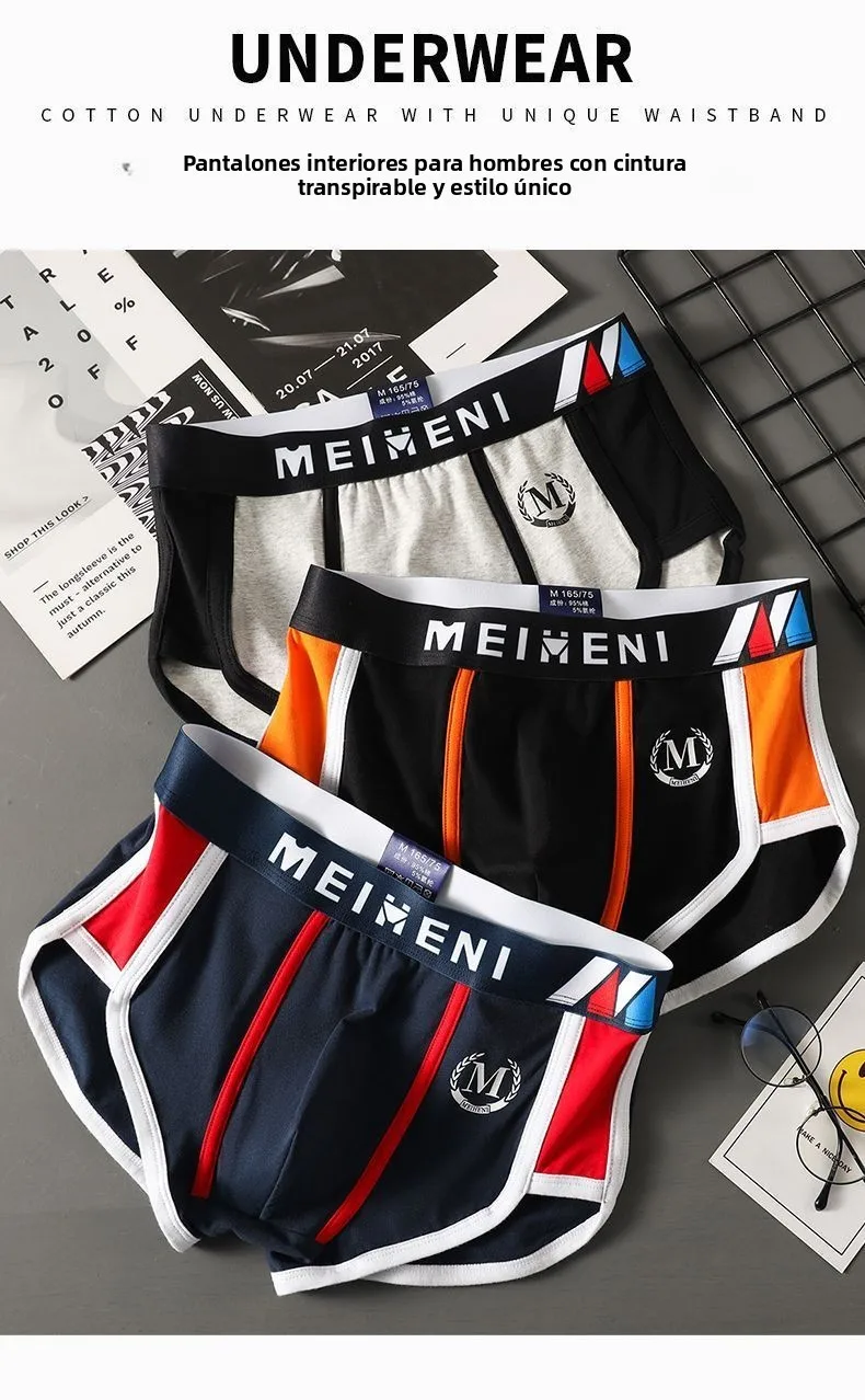 Nuevos Calzoncillos de Algodón para Hombre, Modernos, de Cintura Media, Tipo Bóxer, para Jóvenes Estudiantes, Cómodos y Trans... Nuevos Calzoncillos de Algodón para Hombre, Modernos, de Cintura Media, Tipo Bóxer, para Jóvenes Estudiantes, Cómodos y Trans...