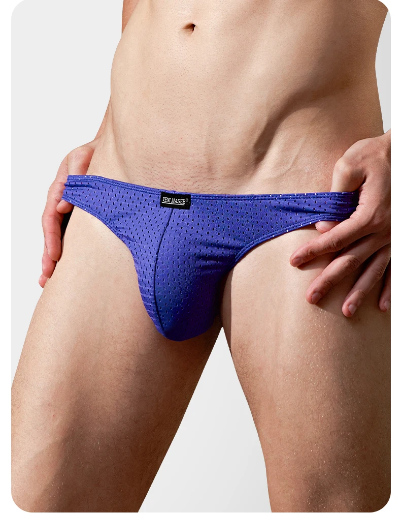 Calzoncillos Triangulares de Hombre, Cintura Baja, Corte en U, Sexy, de Seda Helada, con Malla Transpirable, Cómodos, Juvenil...