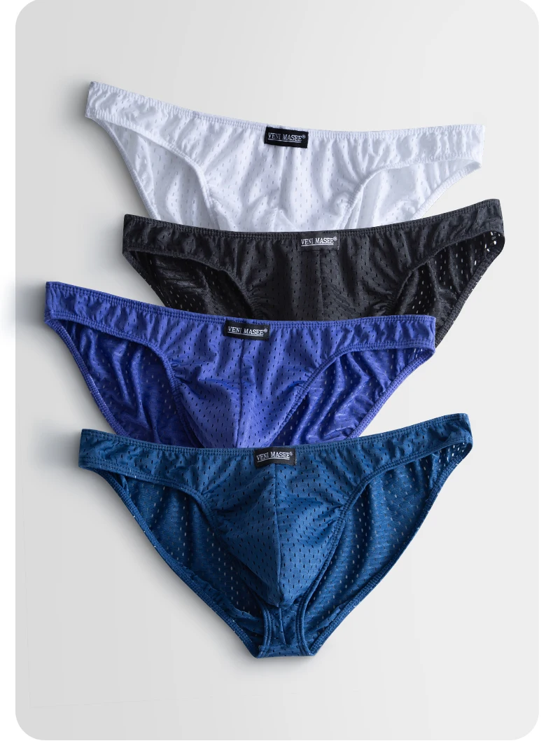 Calzoncillos Triangulares de Hombre, Cintura Baja, Corte en U, Sexy, de Seda Helada, con Malla Transpirable, Cómodos, Juvenil...
