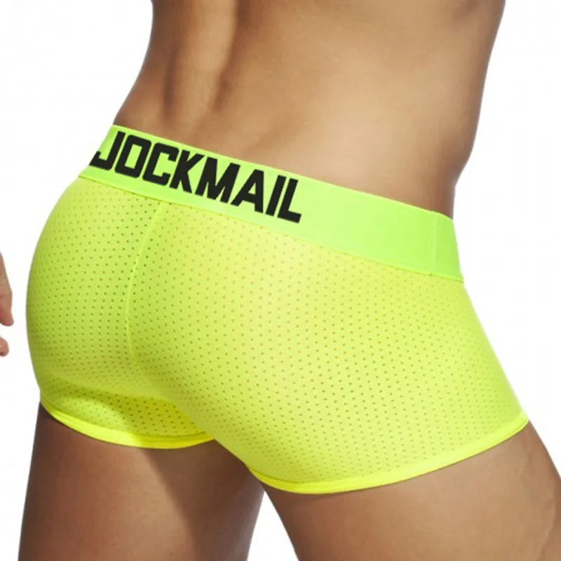 Jockmail-bóxer de malla de secado rápido para hombre, ropa interior de seda de hielo, transpirable, para jóvenes, lencería Sexy de marca de moda