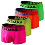 Jockmail-bóxer de malla de secado rápido para hombre, ropa interior de seda de hielo, transpirable, para jóvenes, lencería Sexy de marca de moda