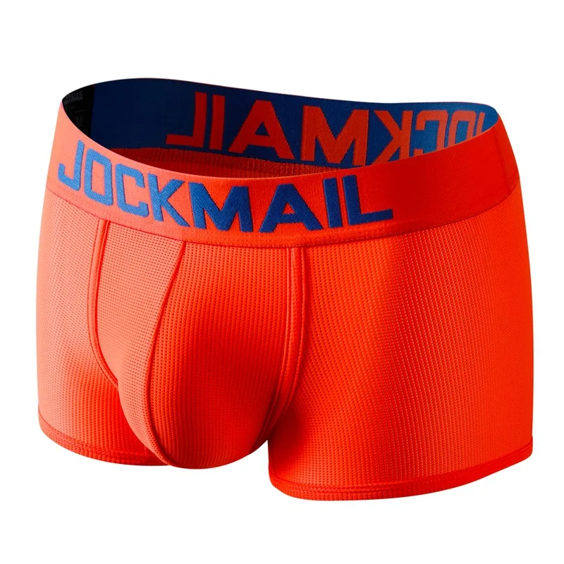 Jockmail-bóxer de malla de secado rápido para hombre, ropa interior de seda de hielo, transpirable, para jóvenes, lencería Sexy de marca de moda